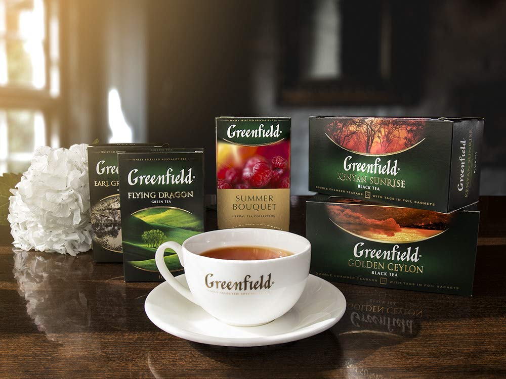 Greenfield Black Tea, Kenyan Sunrise, 25 Teabags in a Box