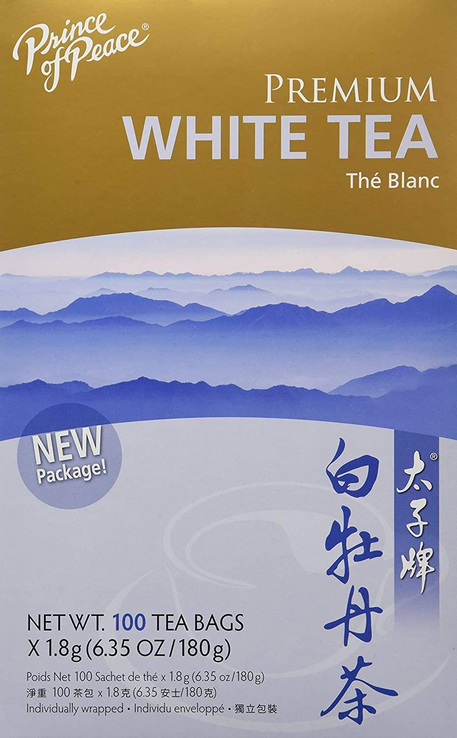 Prince of Peace Premium White Tea, 100 Tea Bags – White Tea Bags – Prince of Peace – White Peony Tea – Camellia Sinensis Tea Bags