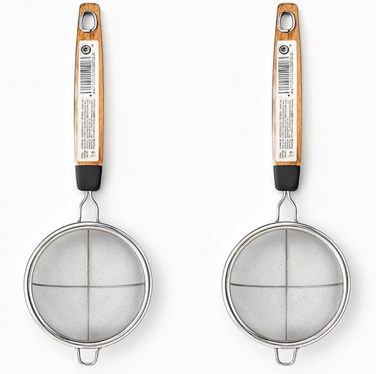 JapanBargain 2459, Fine Mesh Tea Strainer with Handle Stainless Steel Small Sifter For Drinks, Cocktails, Coffee and Matcha, 2-Pack