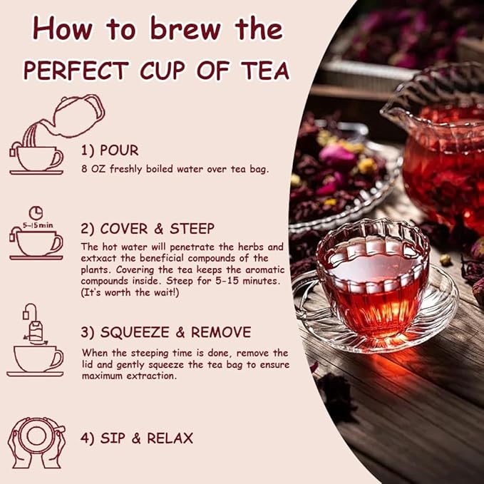 ZenVitality Premium Hibiscus Tea Organic 100 tea bags/7.05 Oz 100% Pure Dried Hibiscus Flower Supports Your Cardiovascular System/Liver health/Blood sugar balance/Antioxidant/Caffeine-free