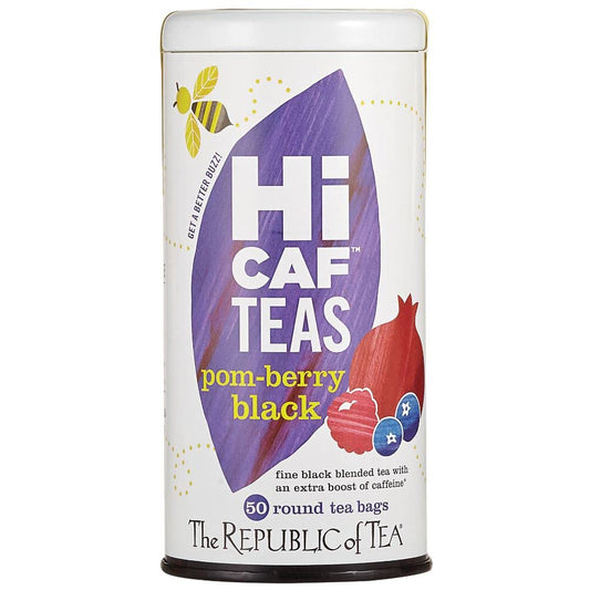 The Republic of Tea HiCAF Pom Berry Black Tea, High Caffeine, 50 Count | A bold cup for morning or afternoon. Brisk and full-bodied with notes of juicy fruit and licorice. Gluten Free &amp; Carb Free.