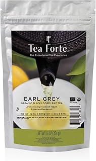 Tea Forte Premium Loose Leaf Tea Blend, Resealable 1 Pound Bag, Makes 160-175 Cups, Earl Grey Tea