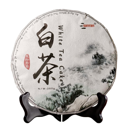 SANRAN White Tea Cake, Aged Shoumei White Tea, 2022yr, Yunnan Shou Mei Bai Cha, 7.05oz