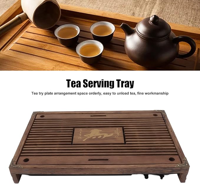 Wooden Non Fading Kung Fu Tea Tray Catch Tray Set Drawer Tea Set Tray Drainage Water Storage Tea Table Household (with drainage tool hose) (Type A