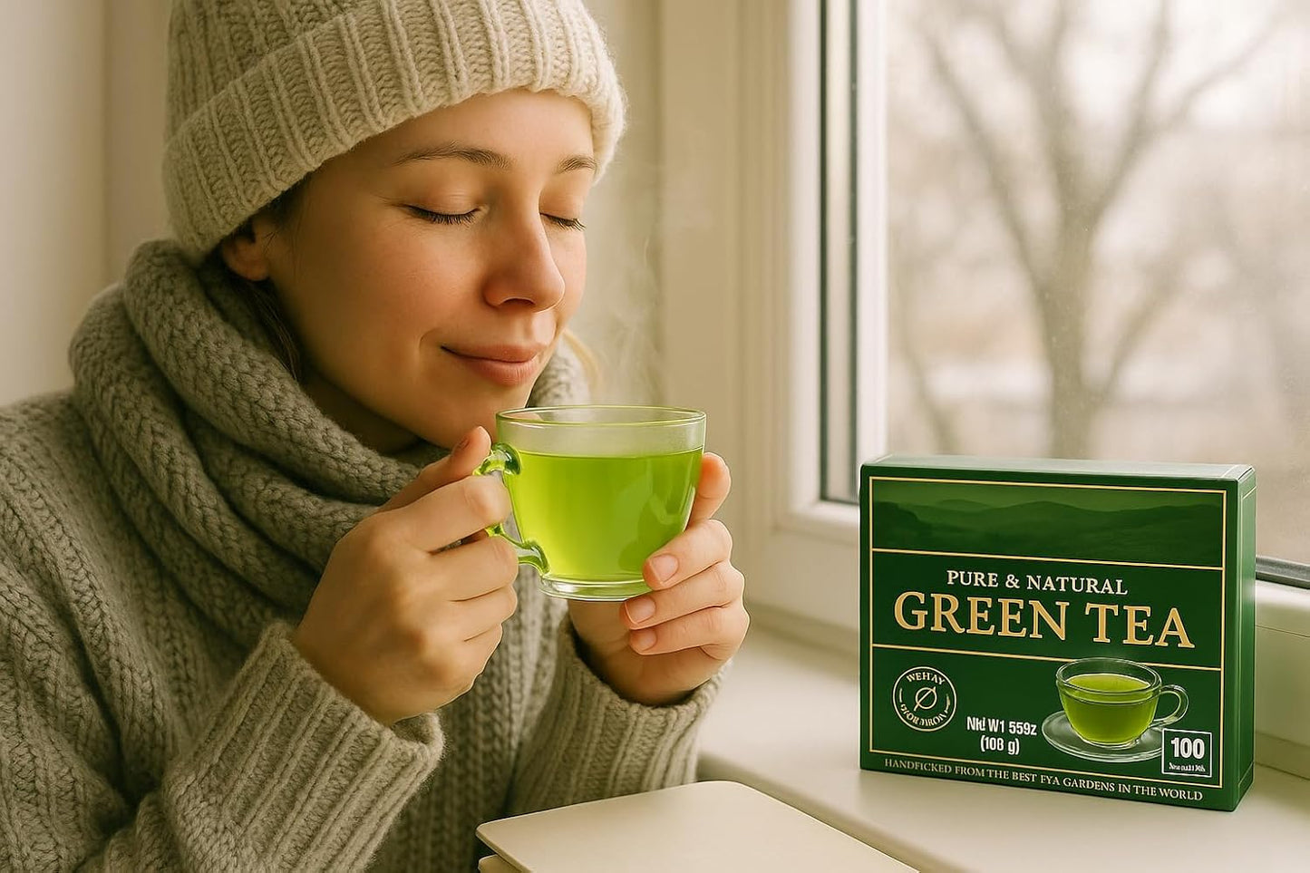 Hand-Picked Black & Green Tea Bags 100 Count Pack | Bold & Smooth Premium Blend for Hot or Iced Tea | Antioxidant-Rich Breakfast Tea Fresh Flavorful & Aromatic Brew 3.52 oz (Green Tea)