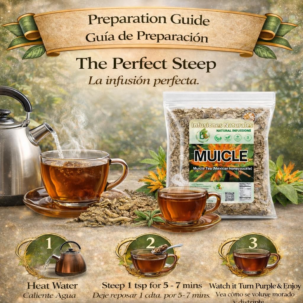 B-Experts Muicle Herbal Tea (Mexican Honeysuckle) – 4 oz Loose Leaf – 100% Natural, Wildcrafted, Vegan, Non-GMO, Gluten-Free