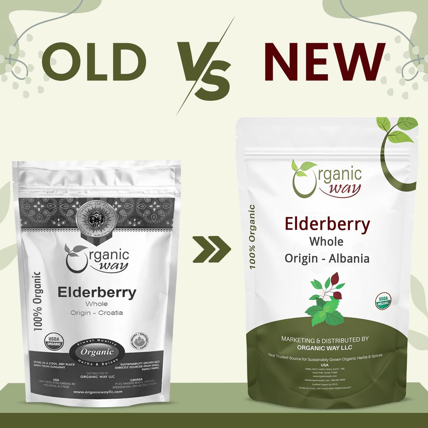 Organic Way Dried Elderberry Whole - Herbal Tea | European Wild-Harvest | Kosher &amp; USDA Certified | Non-GMO &amp; Gluten Free | Tested for Purity | 100% Raw from Albania (1/4LBS / 4Oz)