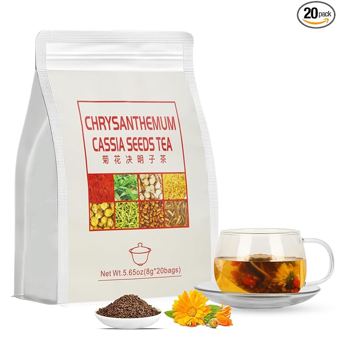 Chrysanthemum Cassia Seeds Tea Bags(160g, 8gX20Bags), Honeysuckle, Chinese wolf-berry, Sweet-scented Osmanthus