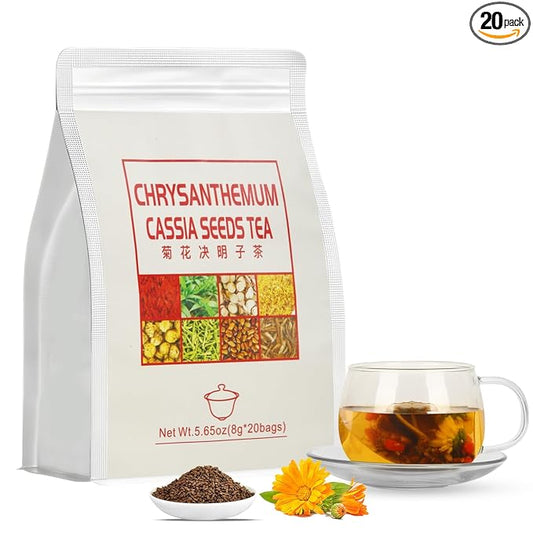 Chrysanthemum Cassia Seeds Tea Bags(160g, 8gX20Bags), Honeysuckle, Chinese wolf-berry, Sweet-scented Osmanthus