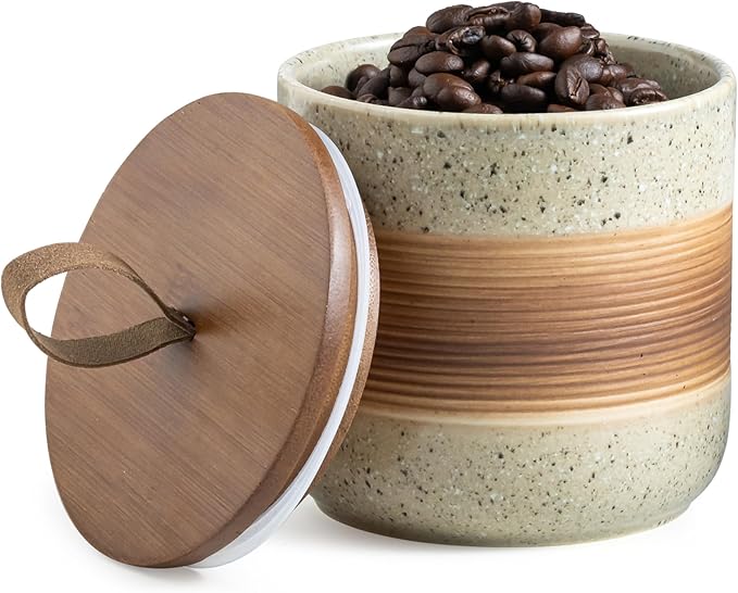 Ceramic Jar with Lid Airtight, Coffee Container Kitchen Food Storage Jars for Spice Sugar Tea Bag, S