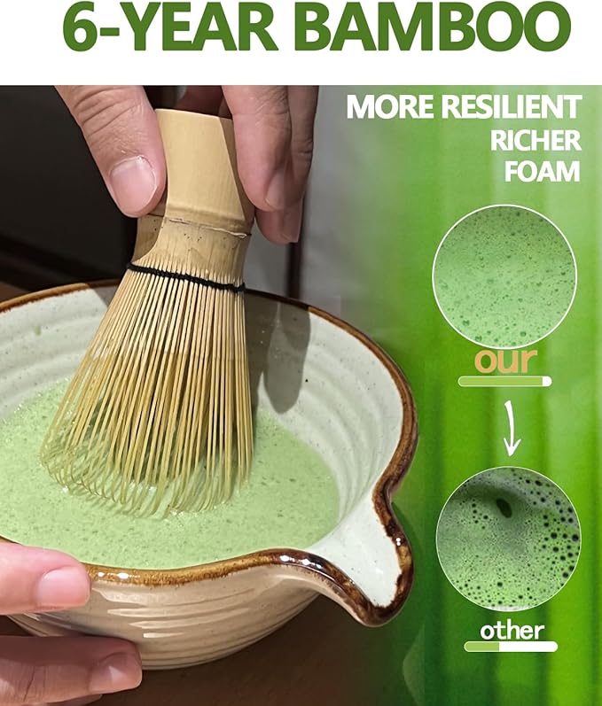 Matcha Whisk, Matcha Whisk Set Matcha Bamboo Whisk for Matcha Powder Handcrafted Organic Traditional Japanese Chasen
