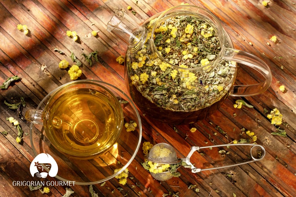 ARIS GOURMET CO. Armenian Bouquet Herbal Tea Mix 2oz = 57g (Peppermint, Wild Mint, Thyme, Immortelle) Loose Tea Antistress
