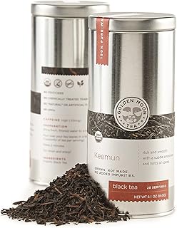 Golden Moon Tea Organic Keemun Black Tea - Loose Leaf, Non-GMO - Travel Tin (25 Servings)