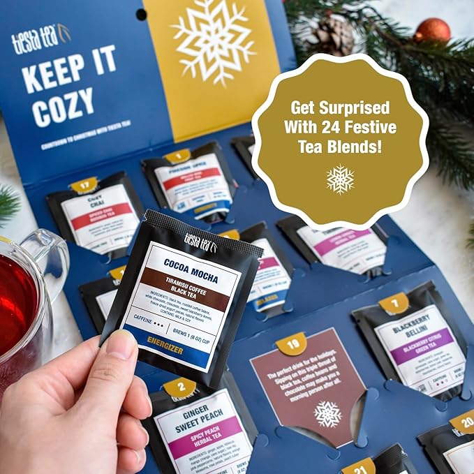 Tiesta Tea Advent Calendar 2025, Loose Leaf Herbal Tea Variety Pack, 24 Exquisite Loose Leaf Blends for Brew Lovers, Box of Herbal and Fruit Infusions, Hot or Iced, Holiday Gift Set Package