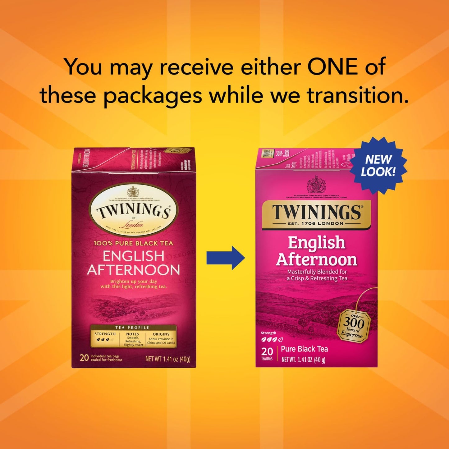 Twinings Tea, English Afternoon Tea 2-Pack – Uplifting and Refreshing Caffeinated Black Tea Bags Individually Wrapped, 20 Count Each