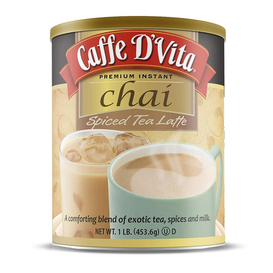 Caffe D'Vita Spiced Chai Latte Mix - Chai Tea Latte Powder Mix - 1 Lb Can | Gluten Free, Spiced Tea Powder, No Cholester