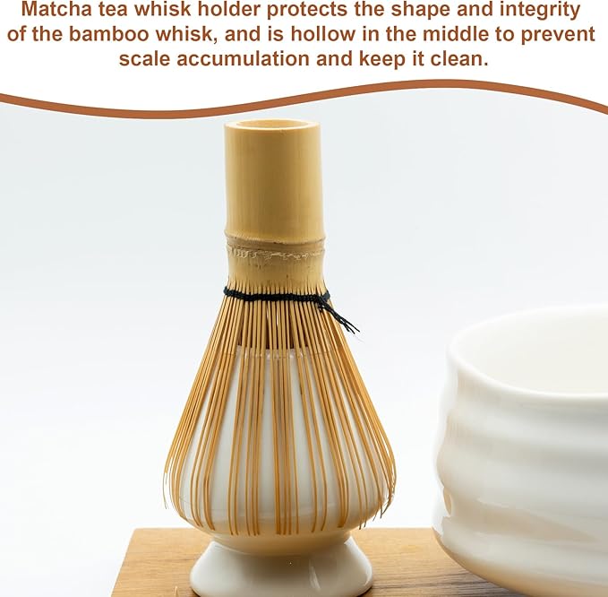 Harfington Ceramic Chasen Stand 65mm Matcha Whisk Holder, Traditional Matcha Tea Chasen Holder, Black Gray
