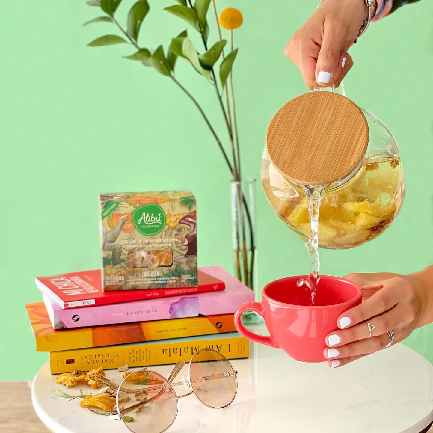 Alibú Dried Fruit Tea Infusions - Fantasia - Pineapple, Lemon, Ginger, Tangerine - Dried Fruit Drink – Vegan, Gluten Free, 100% Natural, Caffeine Free - Box of 2.12 oz (Fantasia)
