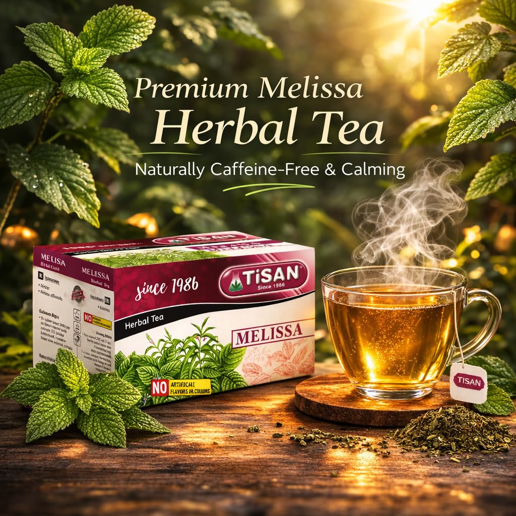 Tisan Melissa Tea (Lemon Balm) – 40 Individually Wrapped Tea Bags | Naturally Caffeine Free Herbal Infusion | Light Citrusy