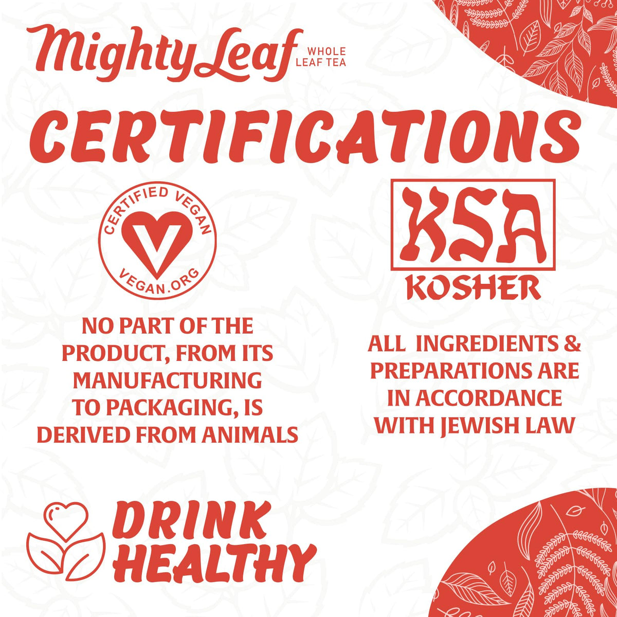 Mighty Leaf Organic African Nectar Herbal Tea – 100 Count Biodegradable Silk Tea Bags – Rooibos-Based Caffeine-Free Blend