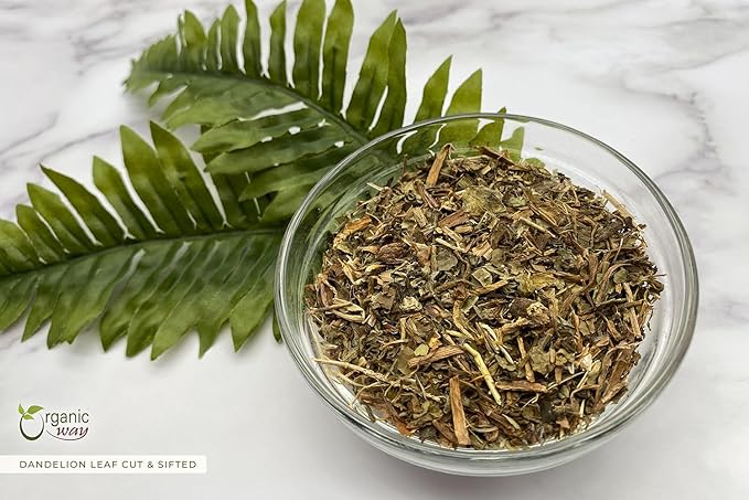 Organic Way Dandelion Leaf (Taraxacum Officinale) Cut & Sifted - Herbal Tea | European Wild-Harvest | Kosher & USDA Certified | Vegan, Non-GMO & Gluten Free | 100% Raw from Albania (1/4LBS / 4Oz.)