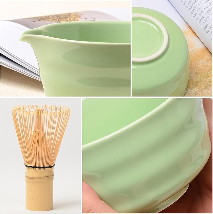 Authentic Japanese Matcha Ceremony Set - 17oz Traditional Chawan Bowl with Bamboo Whisk (Chasen), Scoop & Stand - Complete Starter Kit for Beginners