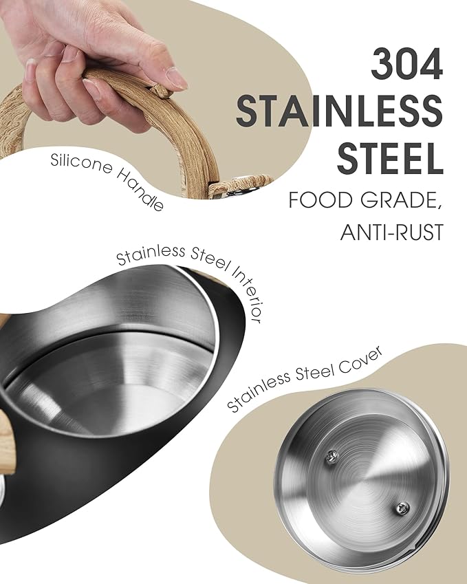 Tea Kettle Stovetop, Black Tea Kettles-2.1 Quart Loud Whistle Stovetop Teapot,Food Grade Stainless Steel with Wood Pattern Handle