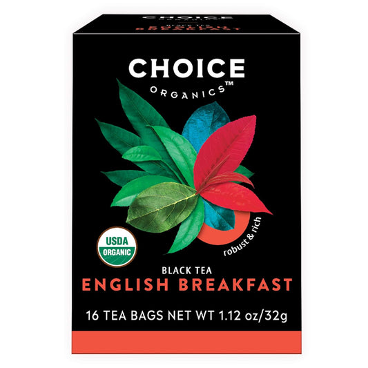 Choice Organics English Breakfast Tea, 16 Tea Bags (3 Pack) | Compostable Tea Bags, USDA Organic, Vegan and Non-GMO Verified Caffeinated for Everyday Breakfast