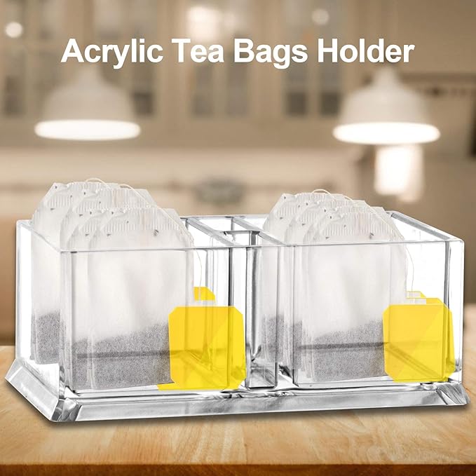 Small Tea Box for Coffee Sugar Bags Holder 5.8x3.2x2.36 inch,Transparent Coffee Sugar Bags Organizer for Home Containers