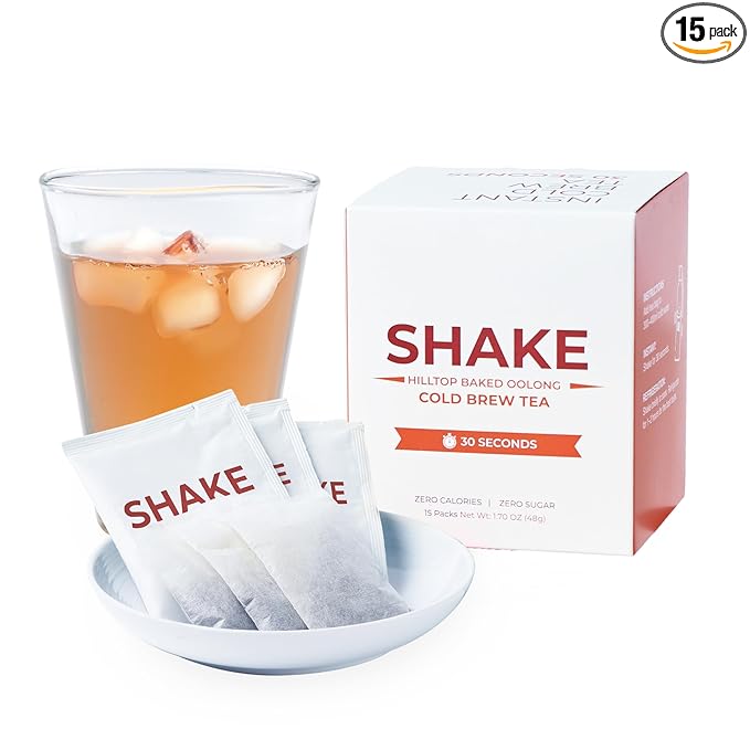 SHAKE Cold Brew Tea – Hilltop Baked Black Oolong | 15 Tea Bags | Premium Taiwan Tea, Zero Sugar | Smooth Flavor & Ready in 30 Seconds (Hilltop-baked Black Oolong)