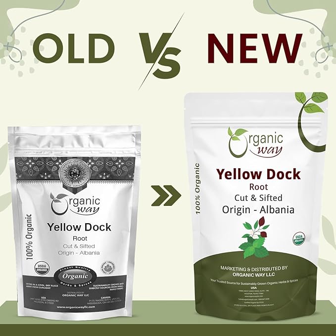 Organic Way Yellow Dock Root Cut & Sifted (Rumex crispus) Herbal Tea - European Wild-Harvest, Organic & Kosher Certified, Vegan