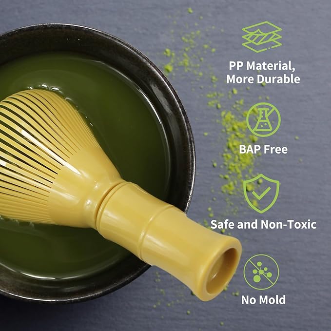 Resin Matcha Whisk Traditional Japanese Chasen Matcha Tea Whisk Gifts for Tea Lovers Reusable Plastic Matcha Whisk for Authentic Tea Preparation (yellow)