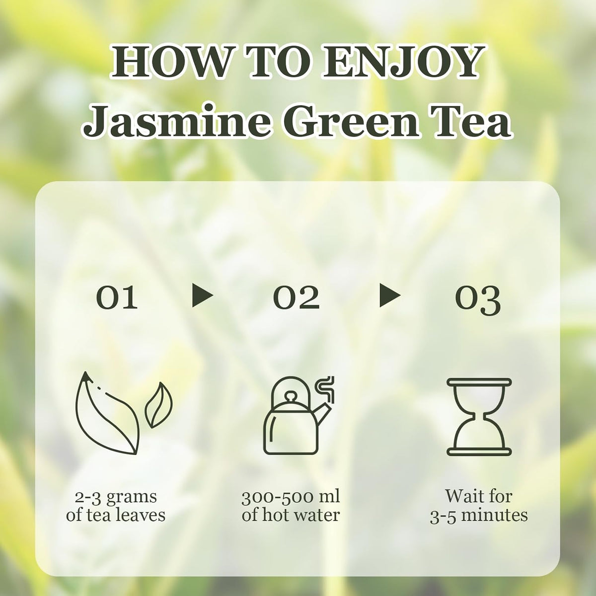 HANFANGLING Jasmine Green Tea - Premium Loose Leaf Tea with Natural Jasmine Flowers, 100% Natural, Aromatic &amp; Refreshing, 1.76oz