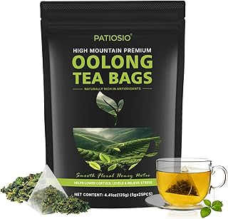 Oolong Tea Bags – Yunnan High-Mountain Oolong Whole Leaf Tea Bags, 25 Bags (5g Each) – Premium Loose Leaf Oolong Tea - Helps Lower Cortisol Levels & Relieve Stress –Smooth Aroma, Non-GMO