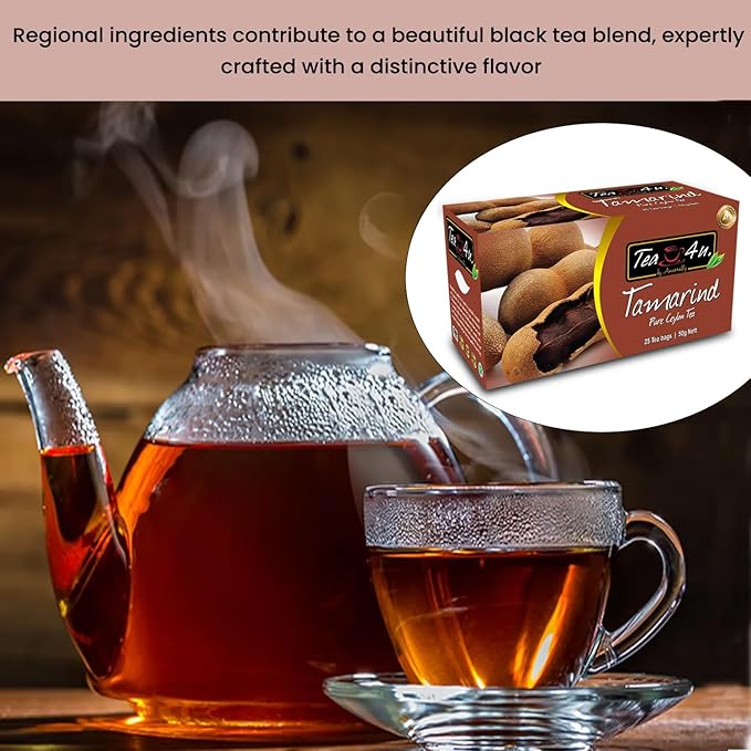 Tea4U Flavored Black Ceylon TeaBags - Tamarind, Ideal Quality from Sri Lanka's Finest Leaves and Expertly Blended - 25 Count