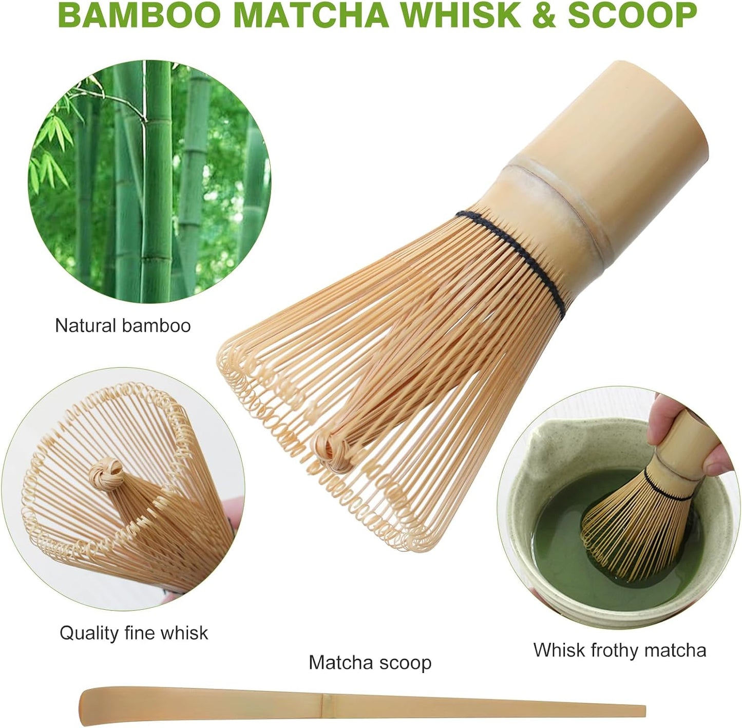 Matcha Whisk Set - Premium Complete Ceremonial Grade Matcha Set with Bamboo Whisk, Matcha Bowl with Spout, Scoop, Sifter &amp; Holder - Authentic Japanese Tea Kit for Traditional Tea Preparation