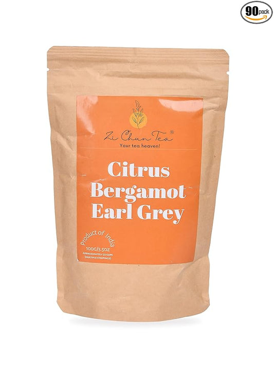 Organic Citrus Bergamot Earl Grey Tea : Loose Leaf Autophagy Tea with Extra pieces – Not your Regular Earl Grey : A Full 30% Citrus Bergamot - 3.5 ounces