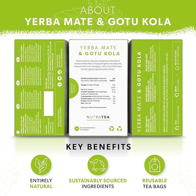 Nutra Tea - Moringa Leaf & Ashwagandha – Moringa Tea Bags, Ashwagandha Tea Bags - For Mood Support and Stress Relief - 40 Individually Wrapped Bags - Herbal Infusion (2 Pack)
