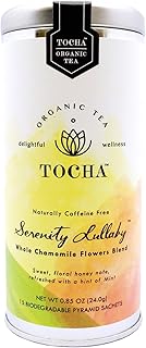 Tocha Organic Serenity Lullaby Chamomile Tea – Caffeine-Free Sleep & Relaxation Blend | 15 Biodegradable Pyramid Bags | Chamomile, Rose, Osmanthus & Mint for Restful Sleep, Support Digestive Health