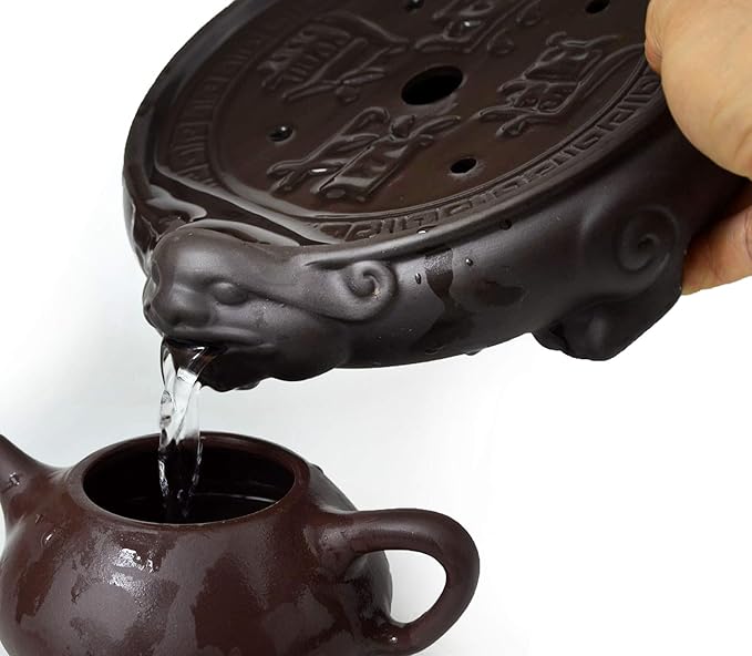 Tea Tray Saucer Mat Zisha Kungfu Tea Pixiu Saving Water Fortune Decorations Fengshui Good Luck Wealth (M)