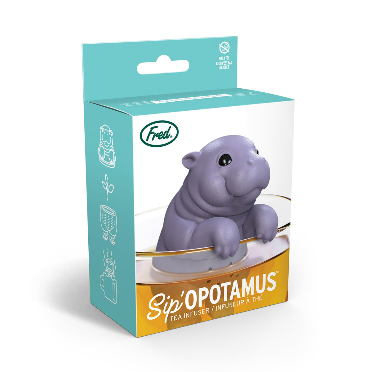 Fred & Friends Genuine Fred SIP'OPOTAMUS Baby Hippo Tea Infuser – Moo Deng Inspired Design - Loose Leaf Tea Strainer