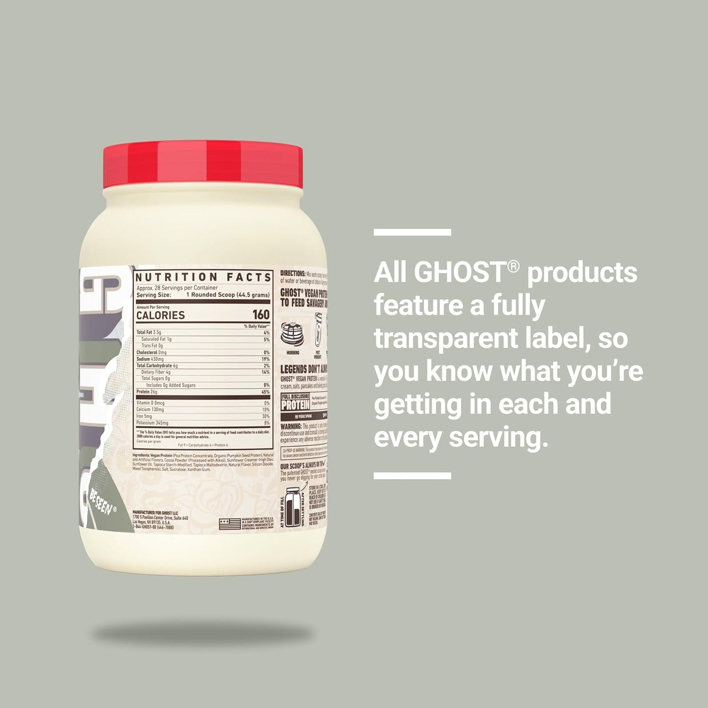 GHOST Vegan Protein Powder, Chocolate Cereal Milk - 26G Protein