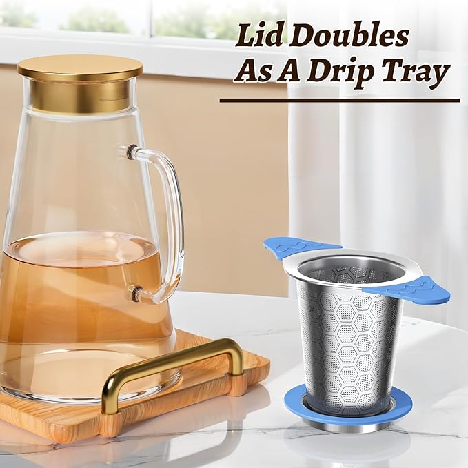 Tea Infuser for Loose Leaf Tea,18/8 Stainless Steel Tea Infuser with Heat Proof Silicone Handles