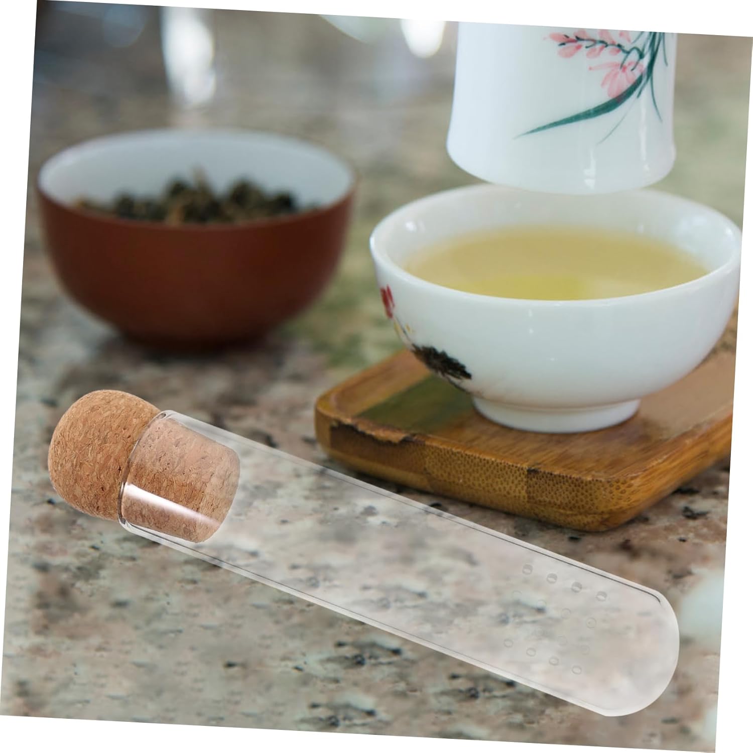 LIFKOME Loose Leaf Tea Infuser Tube Glass Tea Strainer High Borosilicate Filter Convenient Test Tube for Use