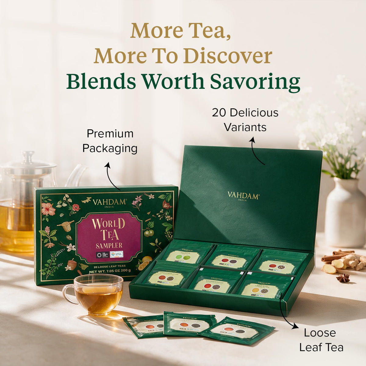 VAHDAM World Top 20 Favourites Tea Sampler Set