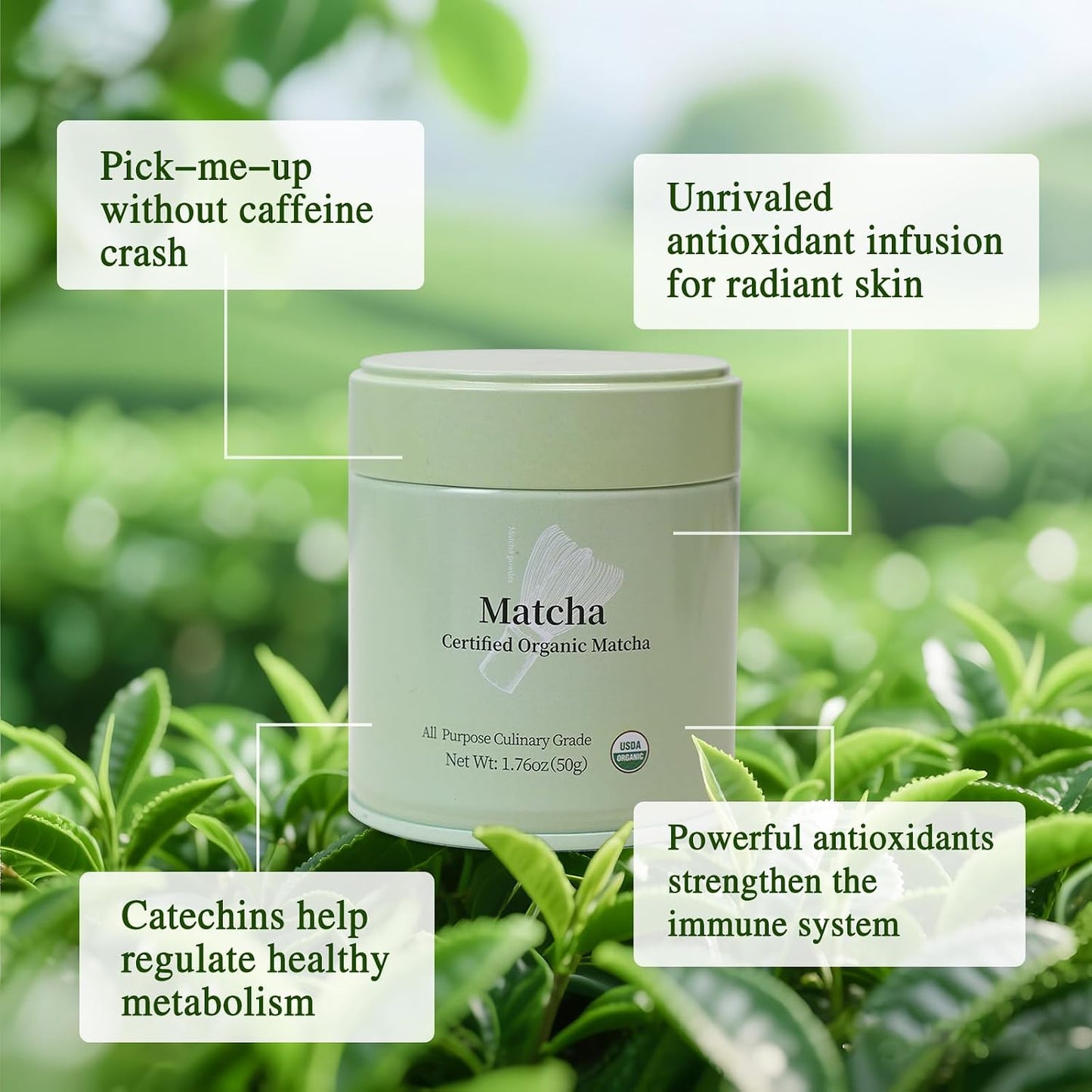 MatchAdmire Matcha Powder Premium First Harvest USDA Certified Organic Green Tea Matcha latte, Rich Flavor, 100% Vegan with No Fillers, Radiation-Free (50g Culinary Grade Matcha)