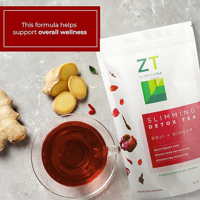 Dr. Zisman ZT Slimming - Goji-Ginger Herbal Tea Blend - Tea with Goji Berries & Ginger Root for a Refreshing Flavor - 30 Day Wellness Blend (30 Servings)