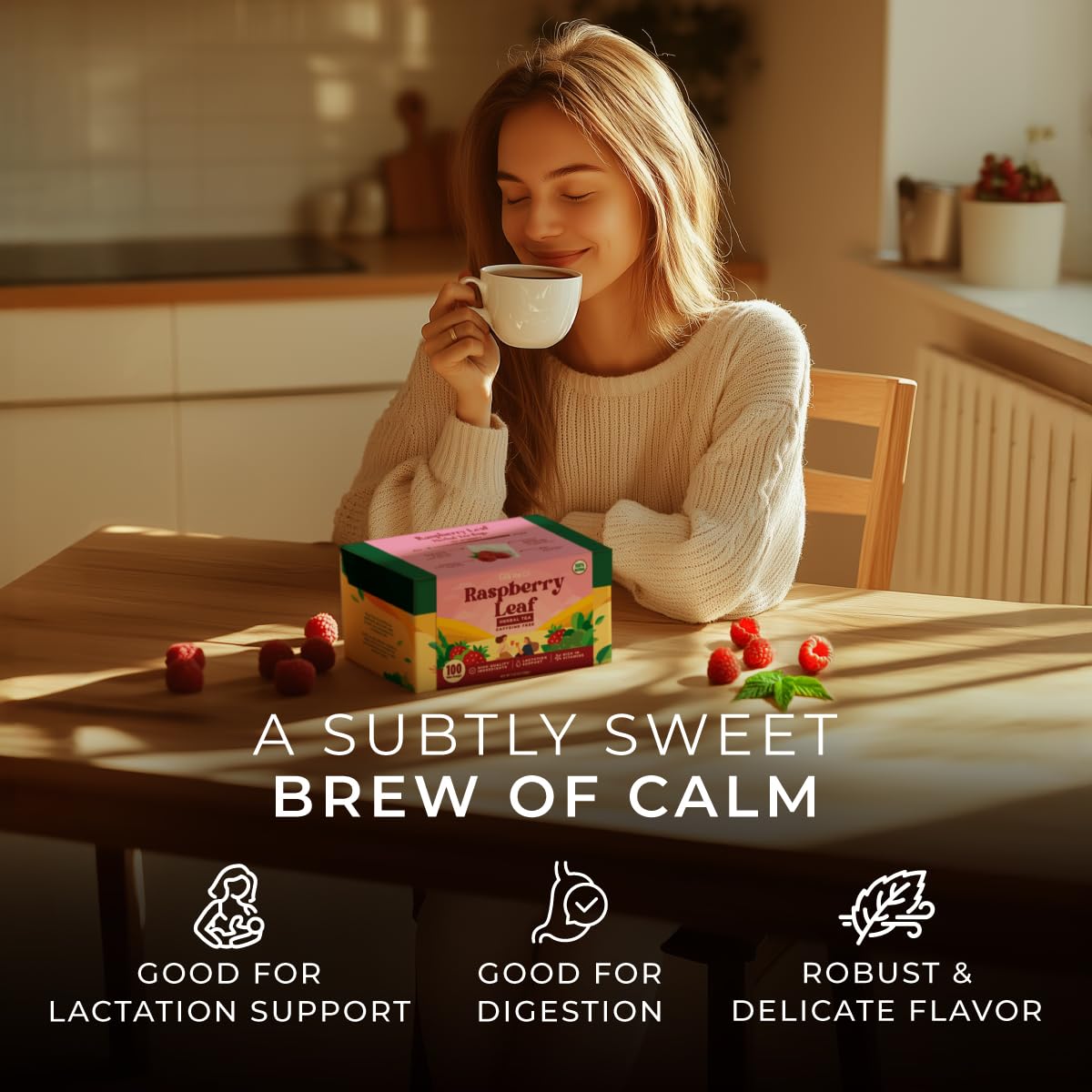 Raspberry Tea Bags 100 Count - 100% Natural Caffeine Free Herbal Tea | Sweet &amp; Smooth Flavor - Iced Fruit Tea Blend of Hibiscus - Non-GMO, Hand Harvested, Rich Antioxidants, 0 Calories