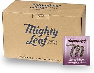 Mighty Leaf Organic Earl Grey Tea – 100 Count Whole Leaf Tea Pouches – Black Tea with Bergamot – Premium Caffeinated Tea Bags – USDA Organic Certified