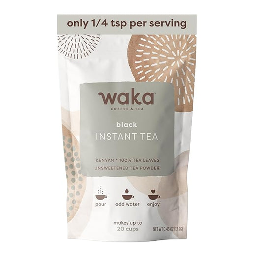 Waka Instant Black Tea Mix, Kenyan - 100% Tea Leaves, No Additives, Unsweetened Sample/Travel Size Tea Powder - Easy Quick Hot and Iced Teas, Up to 20 Cups or 5 Quarts (.45oz)